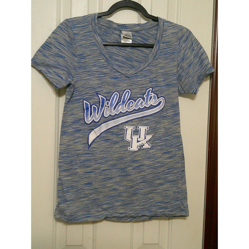 Creative Apparel Kentucky Wildcats UK V-Neck Space Dye T-Shirt Womens Med Blue
